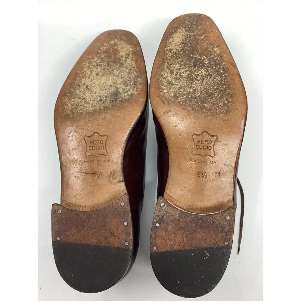 Bruno Magli Bolzano Mens Brown Leather Cap Toe Oxford Dress Shoes Italy 9.5 M